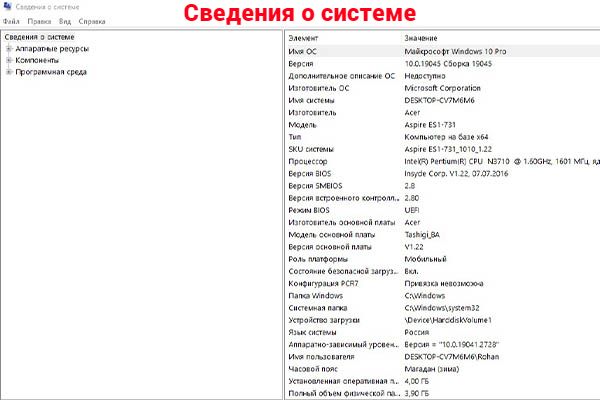характеристики ПК